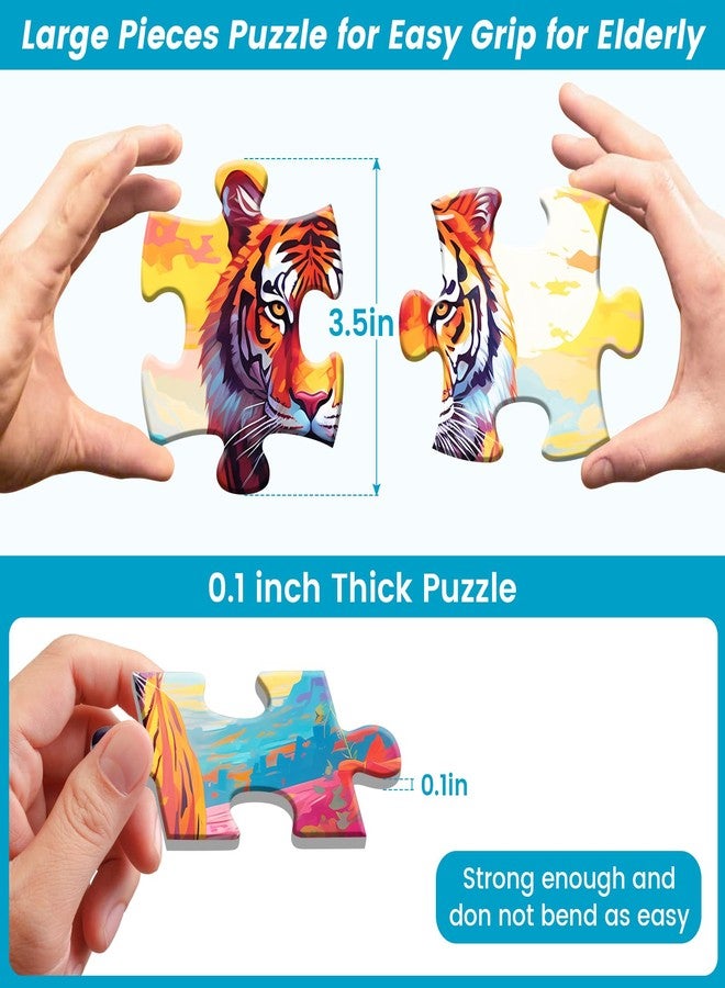 WSCXSC 6 Pack 24 Large Piece Puzzles for Seniors Puzzle Dementia Alzheimer's Products Activities Alzheimer's Jigsaw Puzzle Eagle Beach Deer Easy Puzzle Cognitive Games Gifts for Adult Elderly Seniors - Image 2